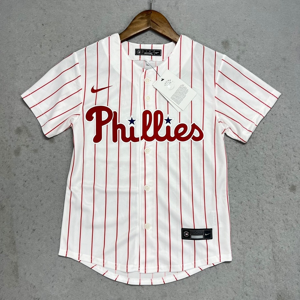 Nike Bryce Harper Philadelphia Phillies Jersey Youth S White Pinstripe MSRP $90